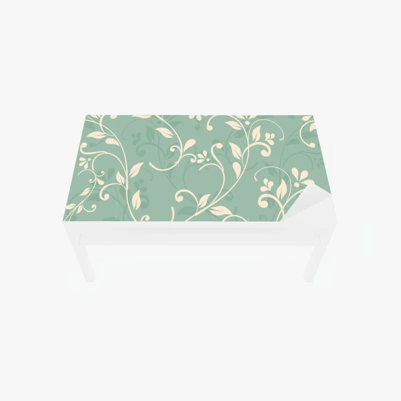 Chapa adhesiva para mesa y escritorio motivo floral elegante en verde agua y crema