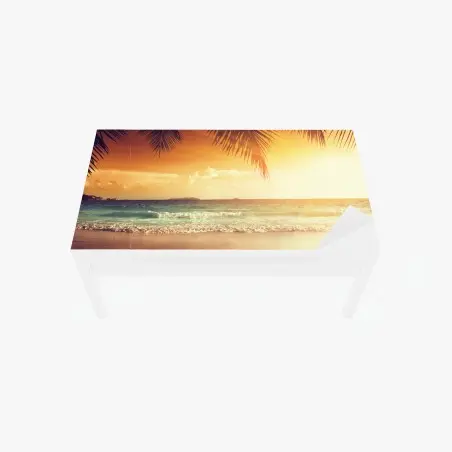 Chapa adhesiva para mesa y escritorio atardecer tropical en la orilla del Mar Caribe – Pixers®