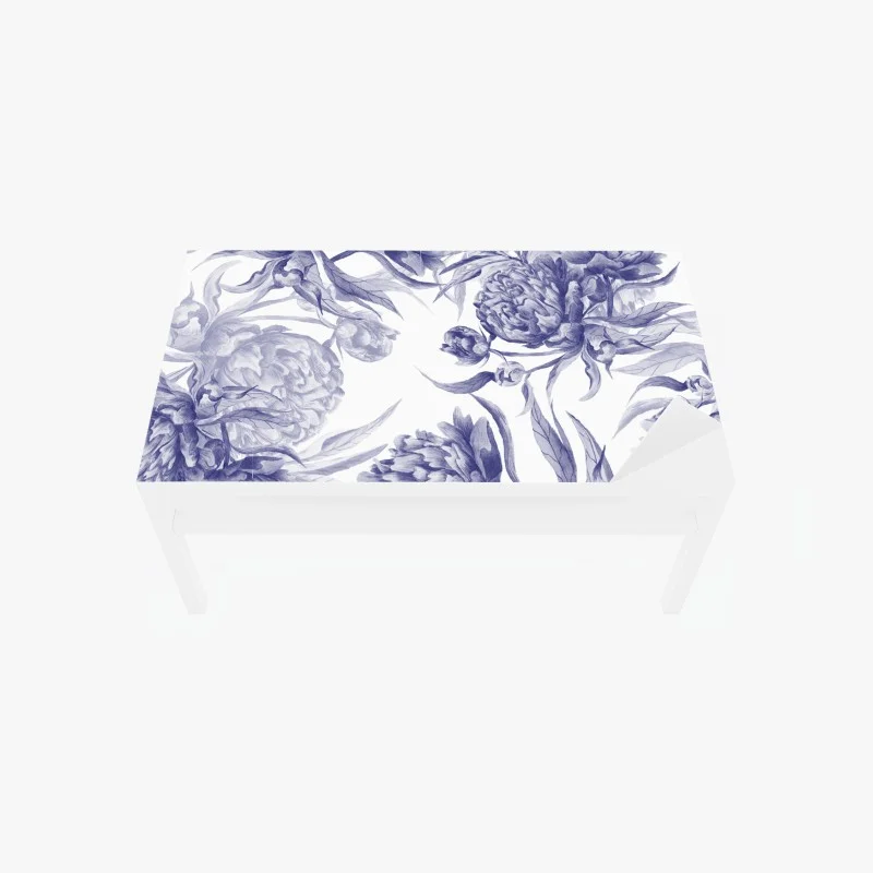 Chapa adhesiva para mesa y escritorio estampado de peonías en tinta azul