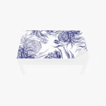 Chapa adhesiva para mesa y escritorio estampado de peonías en tinta azul – Pixers®