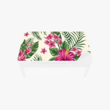 Chapa adhesiva para mesa y escritorio estampado tropical de hibiscos y plumerias – Pixers®