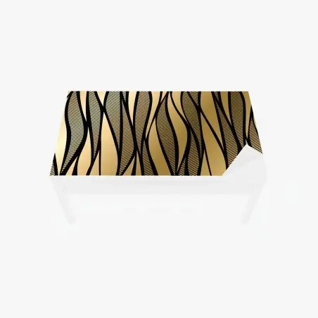 Chapa adhesiva para mesa y escritorio fondo dorado con líneas onduladas – Pixers®