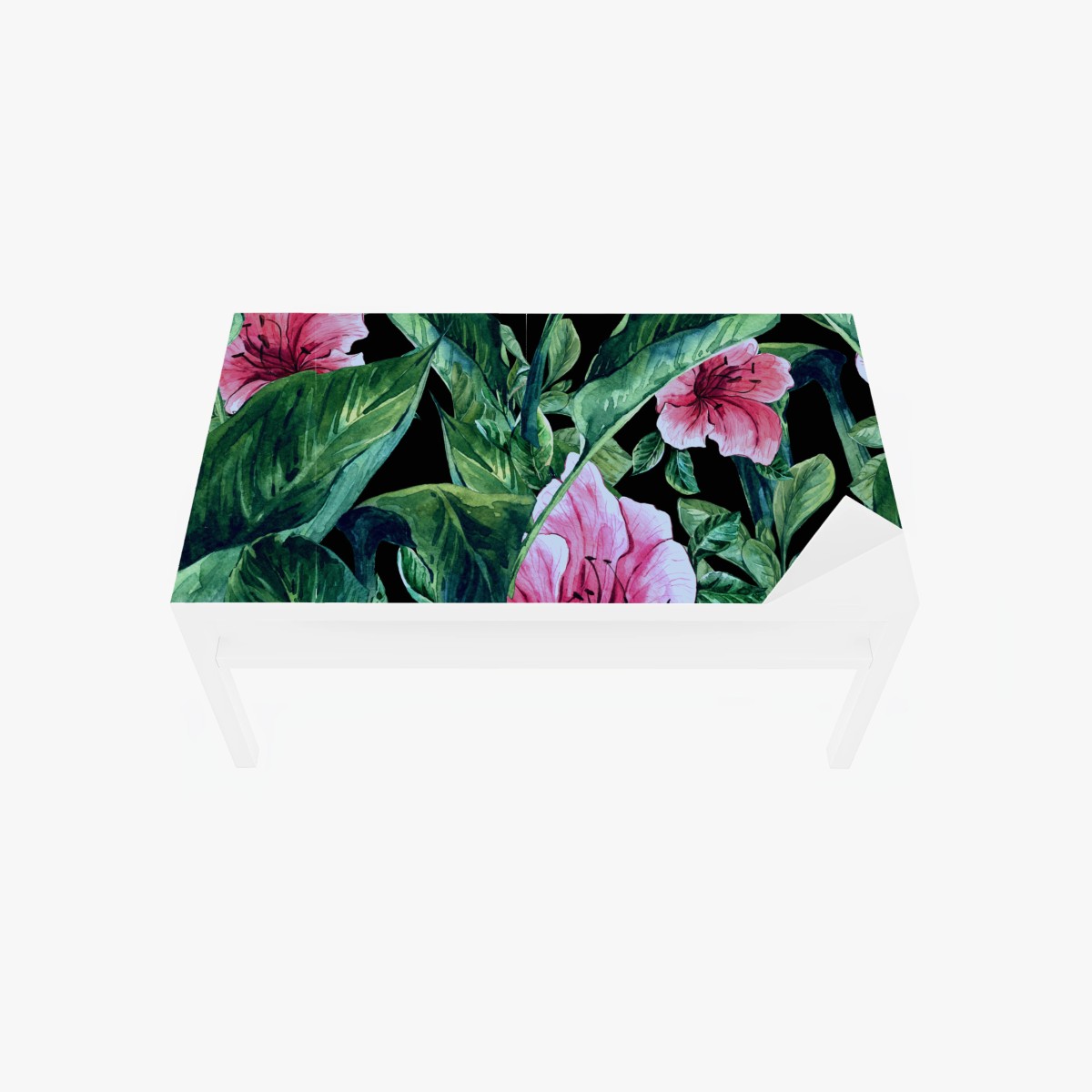 Chapa adhesiva para mesa y escritorio jardín tropical en acuarela sobre fondo negro – Pixers®