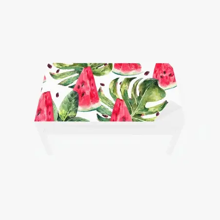 Chapa adhesiva para mesa y escritorio patrón veraniego de sandía y hojas tropicales – Pixers®