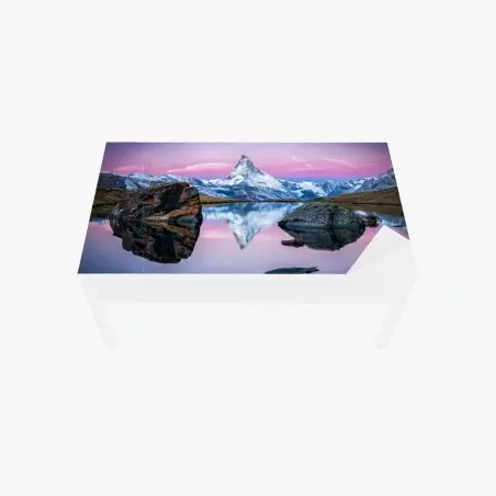 Chapa adhesiva para mesa y escritorio atardecer en el Matterhorn, reflejo alpino – Pixers®