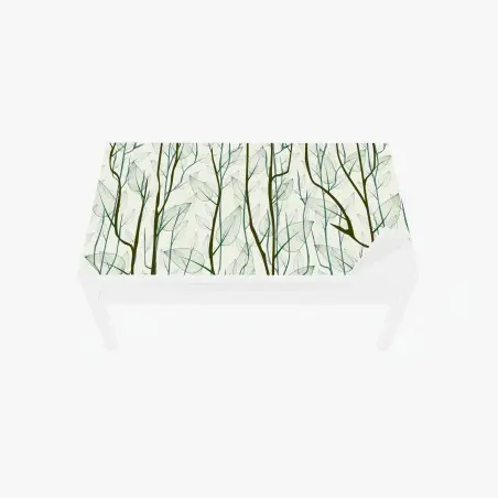 Chapa adhesiva para mesa y escritorio bosque minimalista de ramas y hojas en tonos verdes – Pixers®