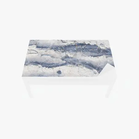 Chapa adhesiva para mesa y escritorio mármol azul con vetas doradas – Pixers®