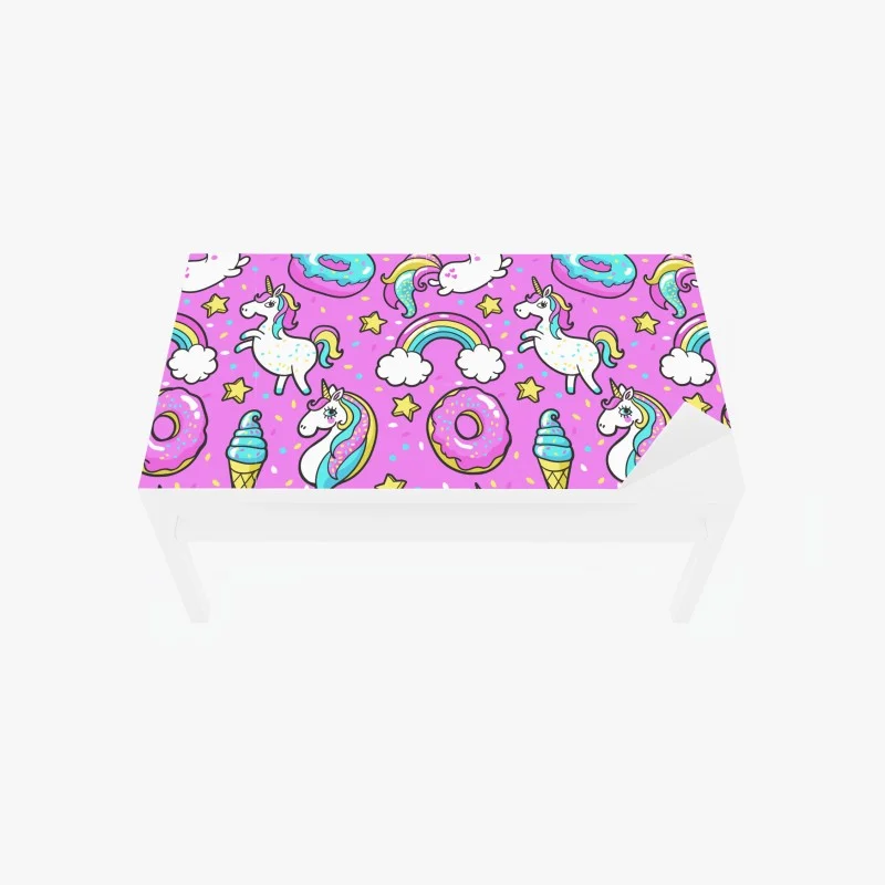Chapa adhesiva para mesa y escritorio patrón mágico de unicornios y dulces