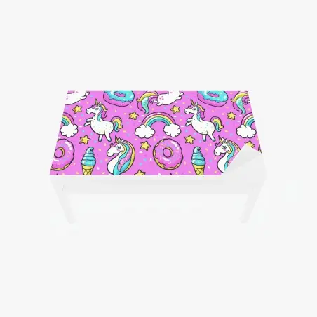 Chapa adhesiva para mesa y escritorio patrón mágico de unicornios y dulces – Pixers®