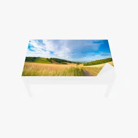 Chapa adhesiva para mesa y escritorio amanecer dorado en Kansas: paisaje de trigo ondulado – Pixers®