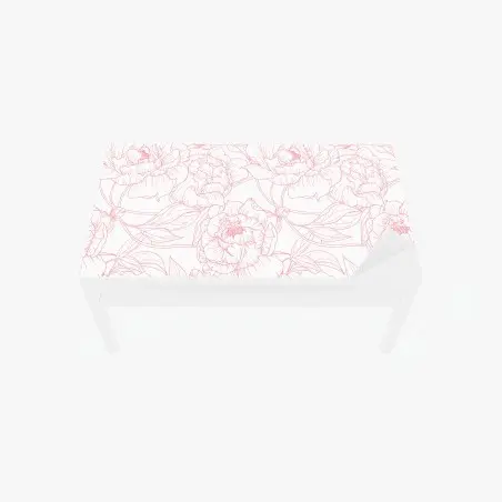 Chapa adhesiva para mesa y escritorio patrón floral de peonías en líneas rosa – Pixers®