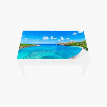 Chapa adhesiva para mesa y escritorio bahía de aguas turquesas y cielo azul – Pixers®
