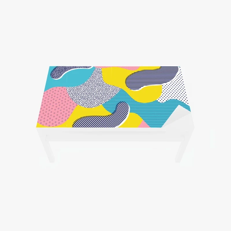 Chapa adhesiva para mesa y escritorio diseño colorido estilo Memphis con formas orgánicas