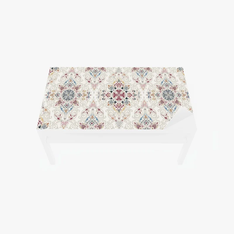 Chapa adhesiva para mesa y escritorio motivo damasco ornamental en tonos pastel