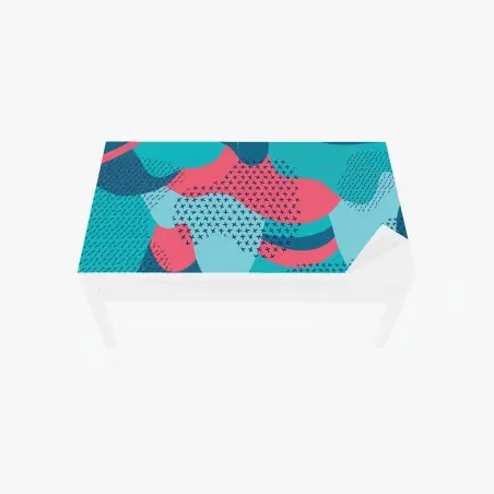 Chapa adhesiva para mesa y escritorio arte decorativo abstracto de formas orgánicas en tonos turquesa y rosa – Pixers®