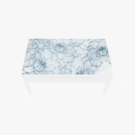Chapa adhesiva para mesa y escritorio patrón floral lineal azul – Pixers®