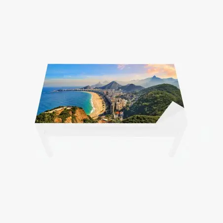 Chapa adhesiva para mesa y escritorio panorámica de Copacabana e Ipanema al atardecer – Pixers®