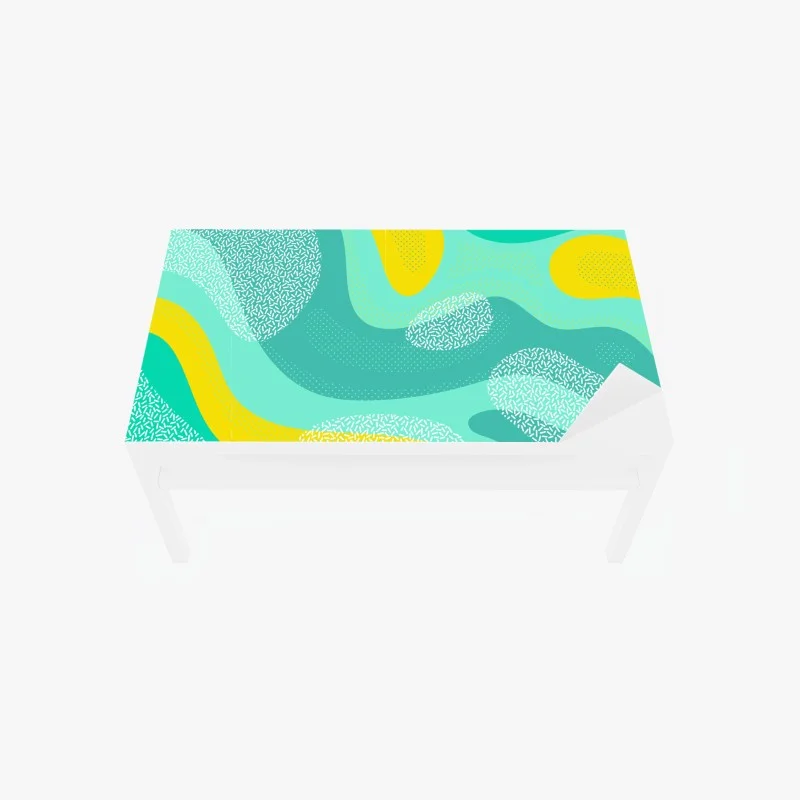 Chapa adhesiva para mesa y escritorio diseño abstracto en tonos turquesa y amarillo