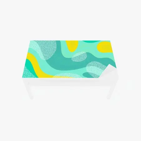 Chapa adhesiva para mesa y escritorio diseño abstracto en tonos turquesa y amarillo – Pixers®