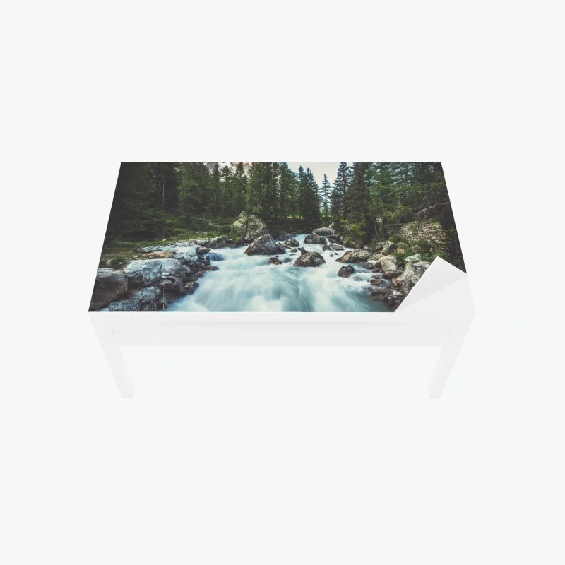 Chapa adhesiva para mesa y escritorio río alpino en Valle Ferret, Italia