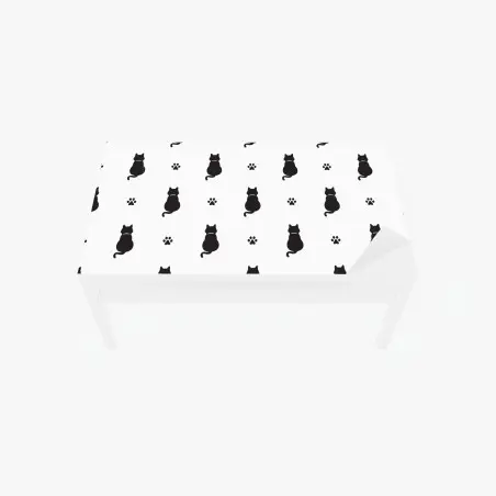 Chapa adhesiva para mesa y escritorio patrón de gatos en silueta blanco y negro – Pixers®