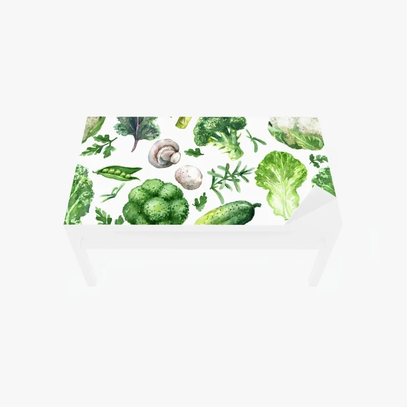 Chapa adhesiva para mesa y escritorio patrón acuarelado de verduras verdes