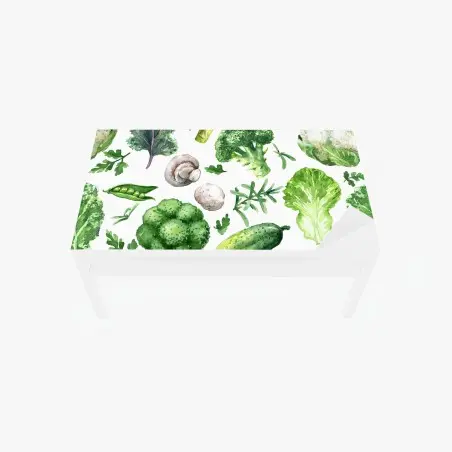 Chapa adhesiva para mesa y escritorio patrón acuarelado de verduras verdes – Pixers®