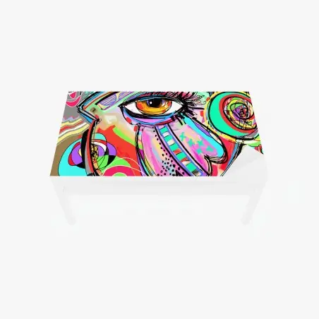 Chapa adhesiva para mesa y escritorio retrato pop abstracto vibrante – Pixers®