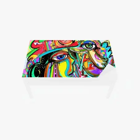 Chapa adhesiva para mesa y escritorio rostro colorido con gato rojo y pájaro – Pixers®