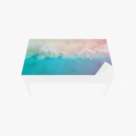 Chapa adhesiva para mesa y escritorio paisaje costero en tonos pastel desde el aire – Pixers®