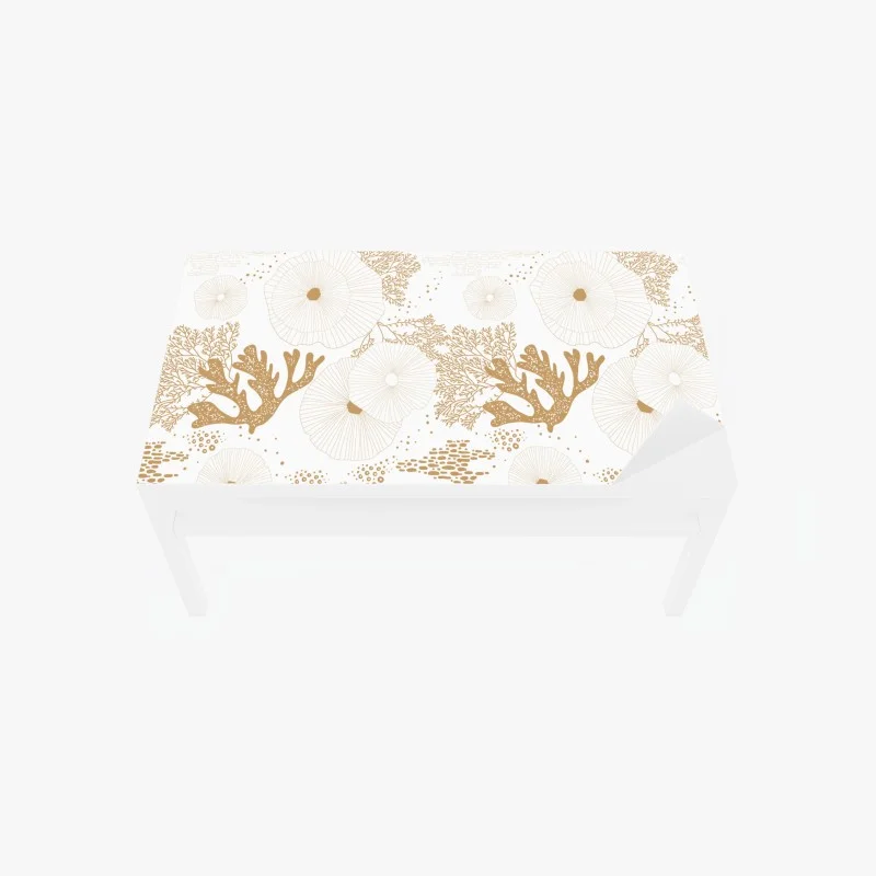 Chapa adhesiva para mesa y escritorio diseño marino minimalista en tonos dorados