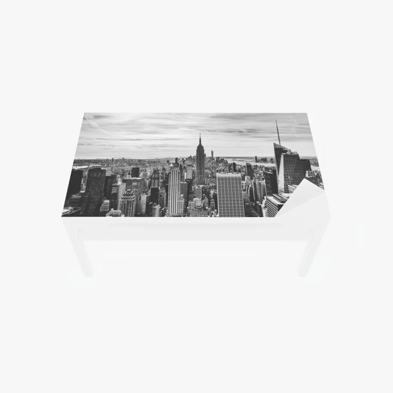 Chapa adhesiva para mesa y escritorio panorama urbano de Nueva York en blanco y negro