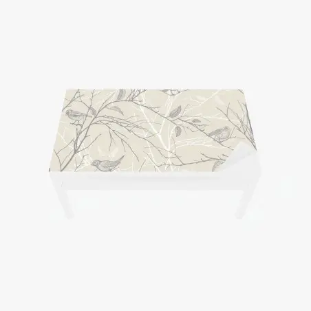 Chapa adhesiva para mesa y escritorio patrón de aves y ramas en tonos neutros – Pixers®