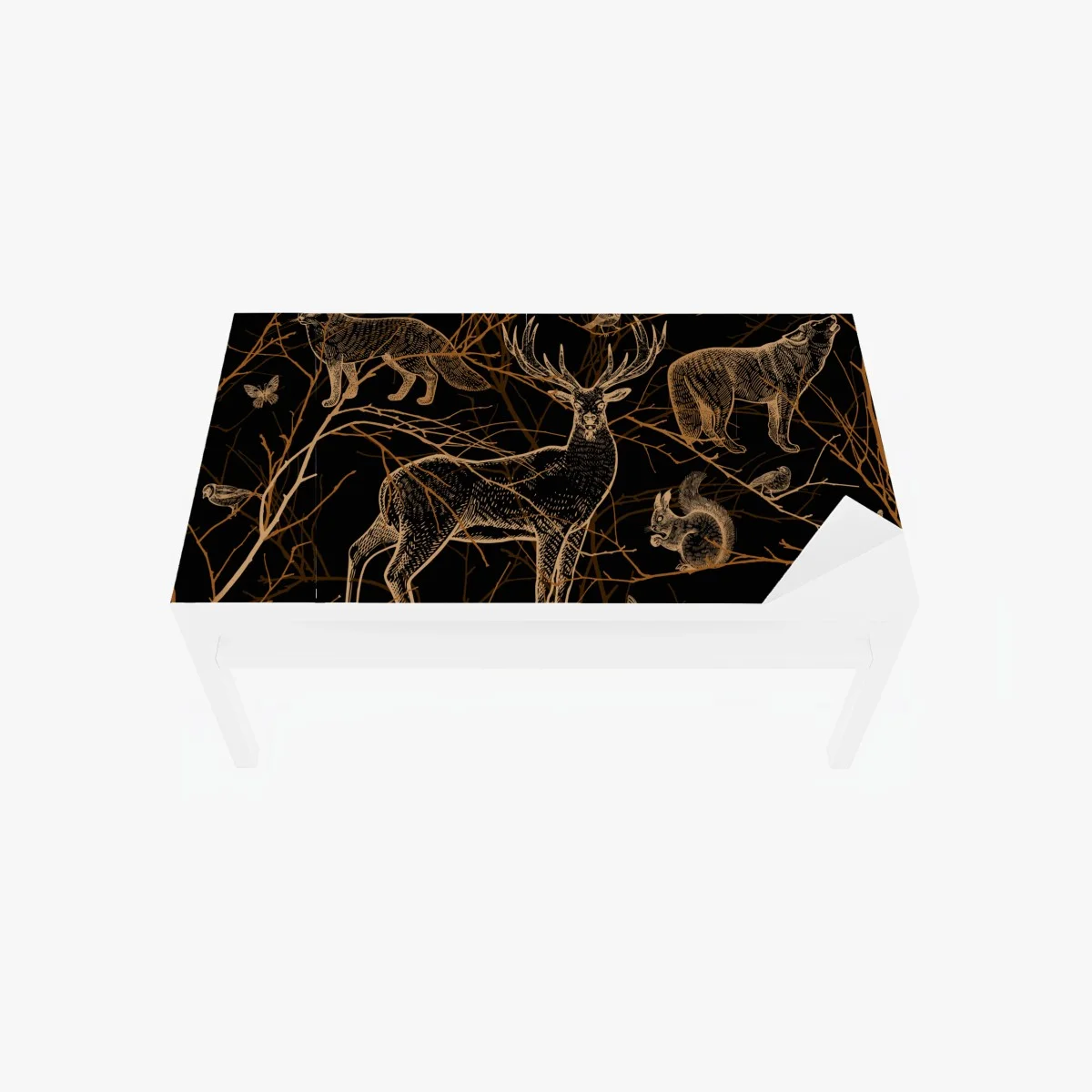 Chapa adhesiva para mesa y escritorio fauna del bosque en dorado sobre fondo negro – Pixers® Chapa adhesiva para mesa y escritorio fauna del bosque en dorado sobre fondo negro – Pixers®