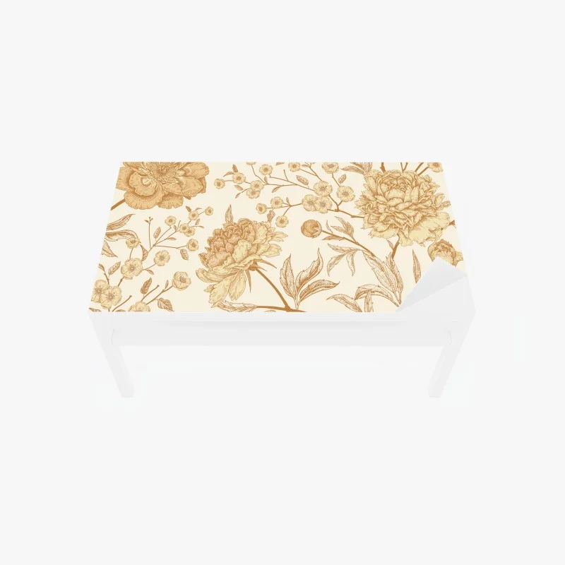 Chapa adhesiva para mesa y escritorio diseño mural floral vintage en tonos beige