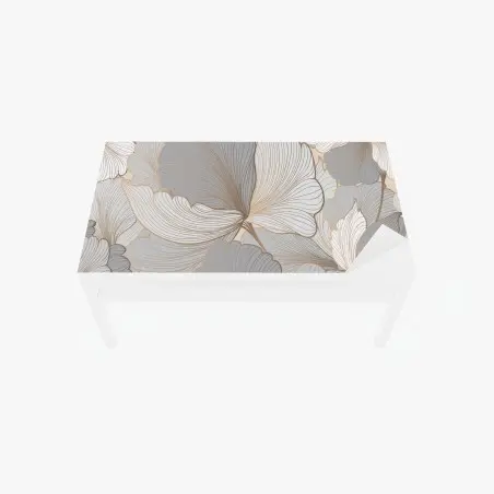 Chapa adhesiva para mesa y escritorio arte floral en tonos neutros y líneas doradas – Pixers®