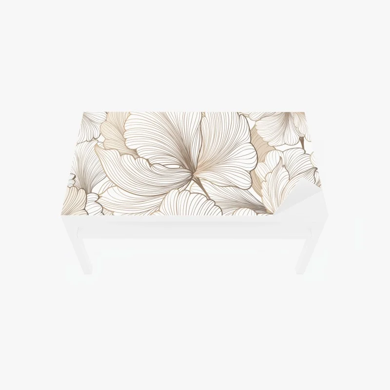 Chapa adhesiva para mesa y escritorio flores de líneas finas en tonos beige