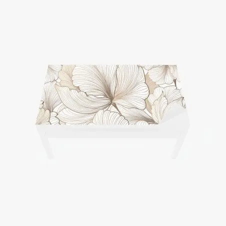 Chapa adhesiva para mesa y escritorio flores de líneas finas en tonos beige – Pixers®