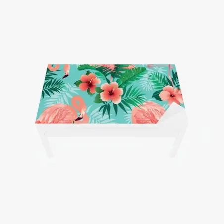 Chapa adhesiva para mesa y escritorio paraíso tropical de flamencos y hibiscos – Pixers®
