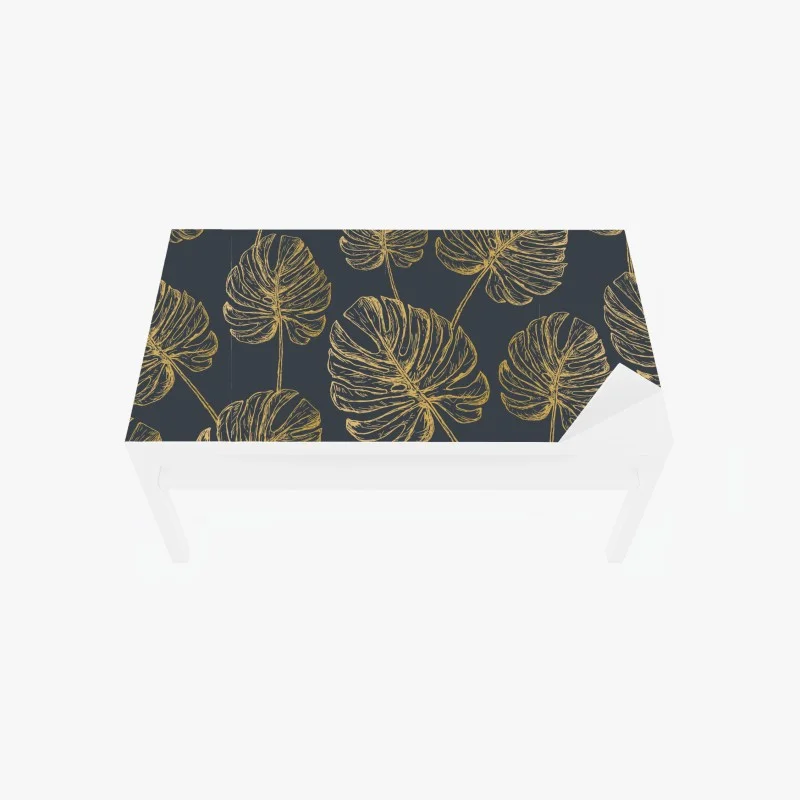 Chapa adhesiva para mesa y escritorio decoración botánica con hojas de monstera doradas