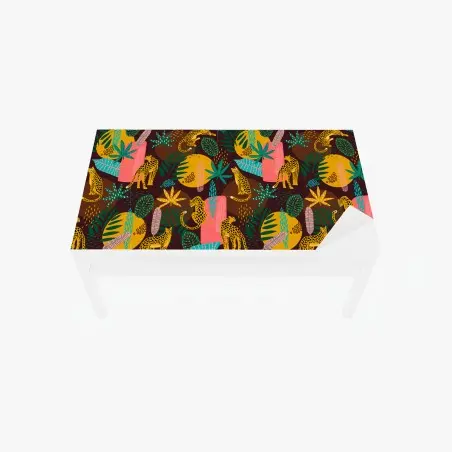 Chapa adhesiva para mesa y escritorio patrón tropical de felinos y hojas – Pixers®