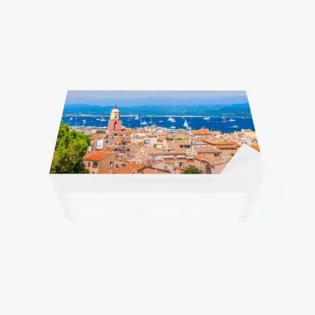 Chapa adhesiva para mesa y escritorio panorama mediterráneo de Saint-Tropez – Pixers®