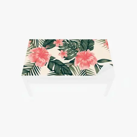 Chapa adhesiva para mesa y escritorio composición tropical de hibisco y hojas verdes – Pixers®