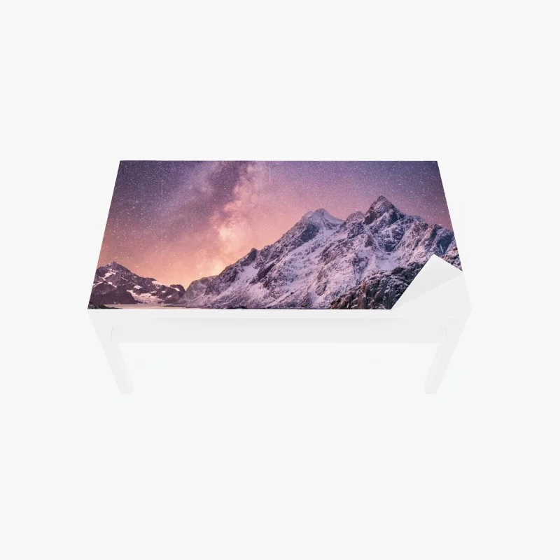 Chapa adhesiva para mesa y escritorio vía láctea sobre fiordo nevado