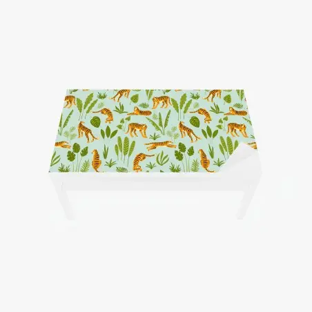 Chapa adhesiva para mesa y escritorio patrón de tigres y hojas tropicales – Pixers®