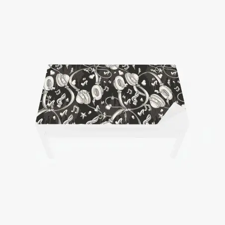 Chapa adhesiva para mesa y escritorio patrón de auriculares y notas musicales – Pixers®