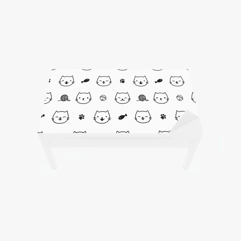Chapa adhesiva para mesa y escritorio patrón de caritas de gato minimalista