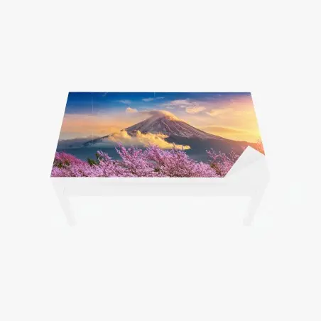 Chapa adhesiva para mesa y escritorio amanecer en Monte Fuji con cerezos en flor – Pixers®