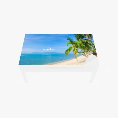 Chapa adhesiva para mesa y escritorio playa tropical con palmeras y mar turquesa – Pixers®