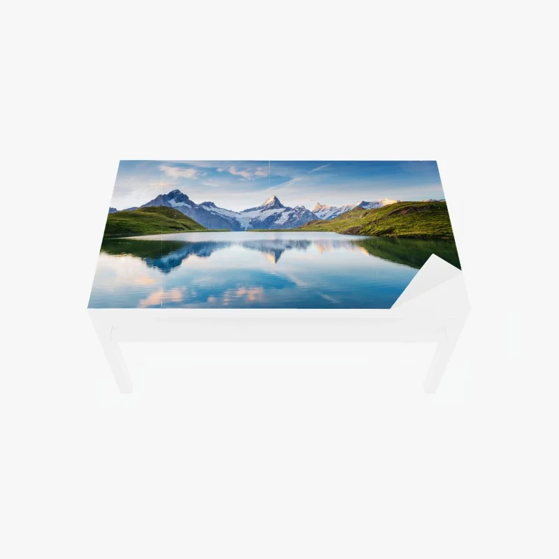 Chapa adhesiva para mesa y escritorio amanecer sereno en Bachalpsee, Alpes Suizos